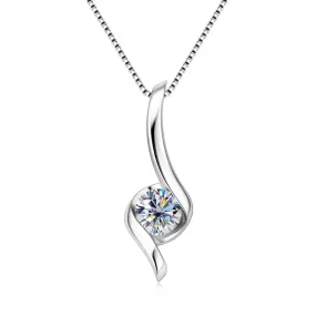 1.0 CT Round Moissanite Diamond Solitaire Necklace