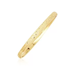 10k Yellow Gold Dome Childrens Diamond Cut Florentine Bangle