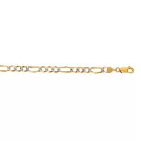 14K Gold 4.75mm White Pave Figaro Chain