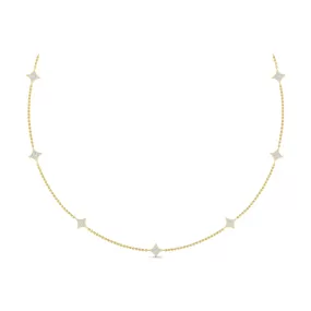 14K YELLOW GOLD DIAMOND STAR STATION NECKLACE 0.44CTW