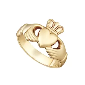 14K Yellow Gold Heavy Ladies Claddagh Ring