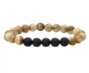 8mm Yellow Jasper Stone Bracelet w/ Lava Stone