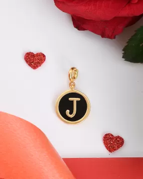 Alphabet J Black Enamel Charm - Voylla