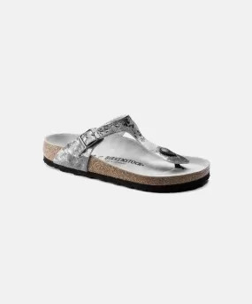 Birkenstock Gizeh Suede Leather Vintage Metallic Grey Silver Sandals