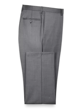 Classic Fit Sharkskin Flat Front Suit Pants - Grey