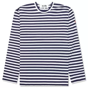 Comme des Garcons PLAY x the Artist Invader Striped L/S Tee - Blue/White