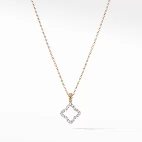 David Yurman Cable Collectibles Quatrefoil Pendant with Diamonds in Gold on Chain