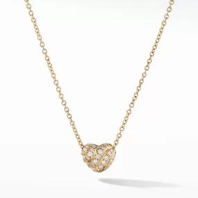 David Yurman Heart Pendant Necklace in 18K Yellow Gold with Pave Diamonds