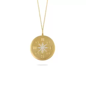 Doves 18k Gold Compass Diamond Pendant P10030