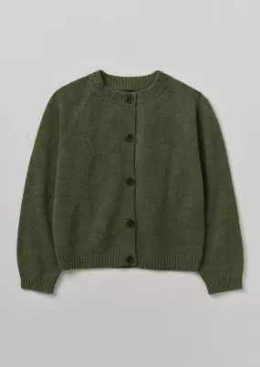 Eden Wool Cashmere Raglan Cardigan | Olive Melange