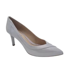 Emis Womens Silver Shimmer Slip In Leather Court Heel Shoe S8134-821