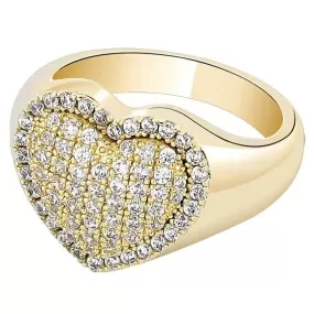 Iced Heart Ring in Yellow Gold