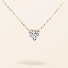 Lab Created 14K Gold Single Heart Necklace (1.00ct)