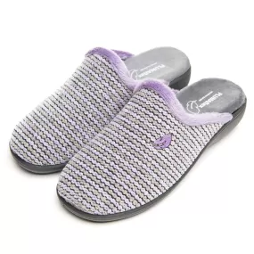 Ladies Lilac Bedroom Slipper Wedge Mule Plumaflex Memory Foam 14112