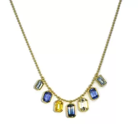 Lauren K - Necklace with Multicolor Sapphires, 18k Yellow Gold