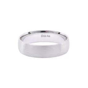 Polished 14K white gold 6mm satin finish comfort fit wedding band