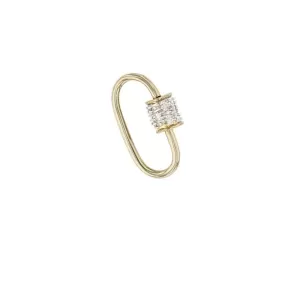 Small 14K Gold Carabiner Charm Enhancer with Diamonds