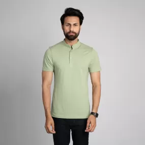 Stand Up Collar Half Sleeve Henley - HSSM1230008