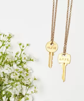 Wedding Date Classic Key Necklace